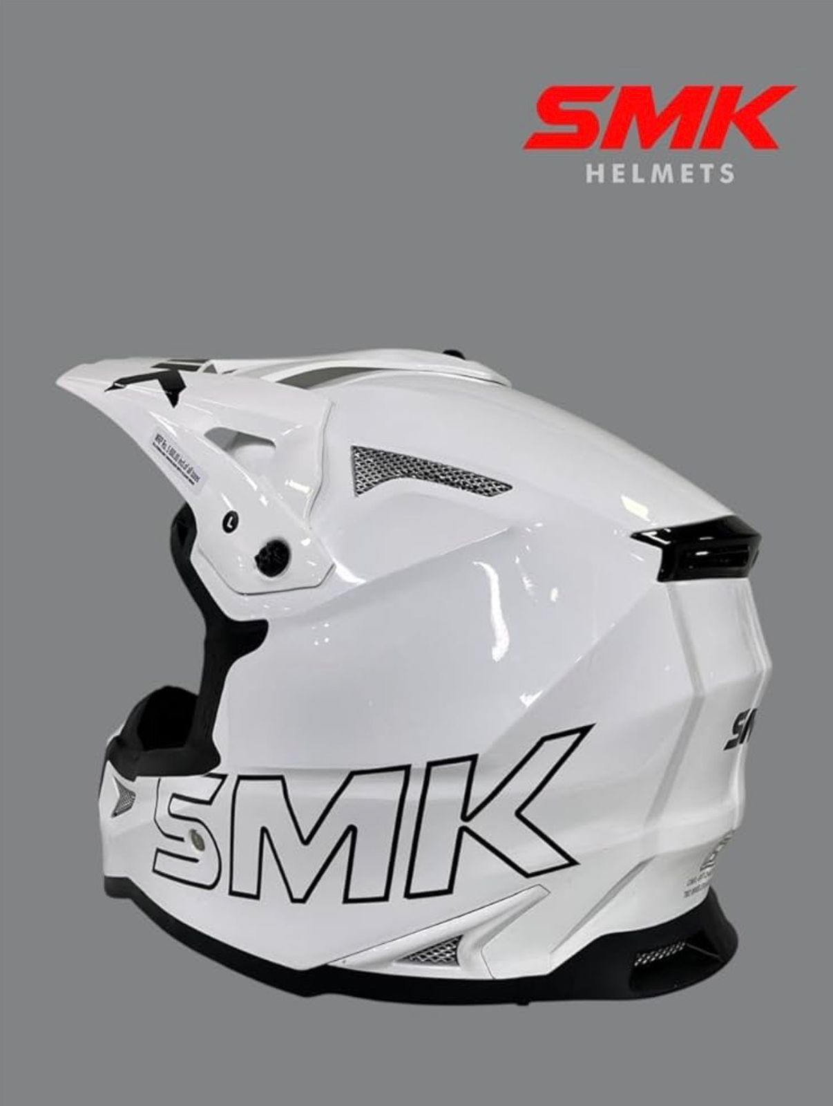 SMK Off-Road Helmet – White | Advanced Protection with Bold Design