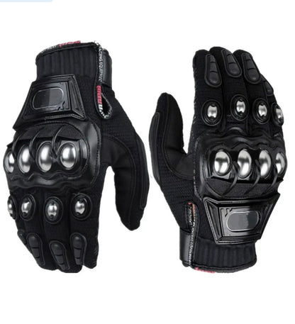 BSDDP Motorcycle Riding Gloves – Full Finger Protective Bike Gloves with Metal Knuckle Armor