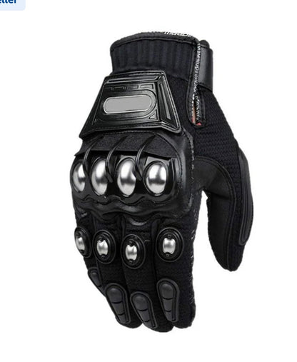BSDDP Motorcycle Riding Gloves – Full Finger Protective Bike Gloves with Metal Knuckle Armor