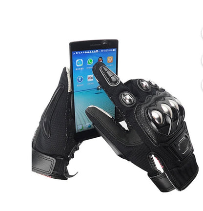 BSDDP Motorcycle Riding Gloves – Full Finger Protective Bike Gloves with Metal Knuckle Armor