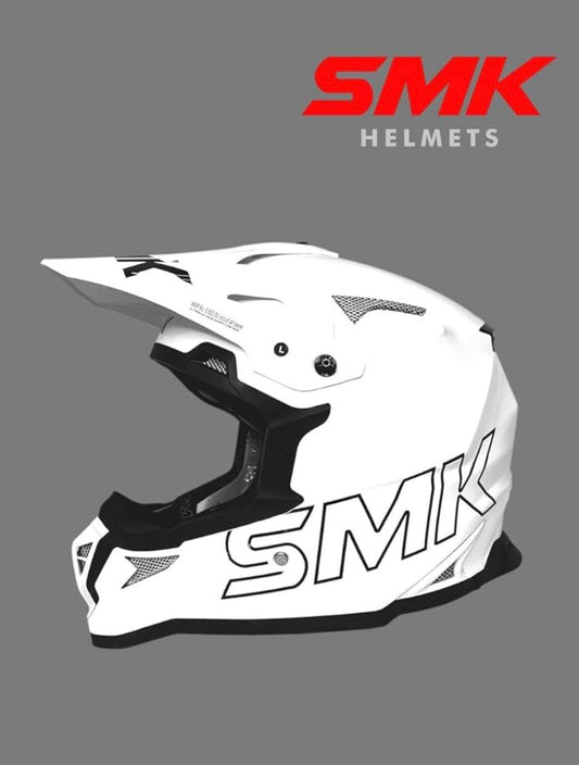 SMK Off-Road Helmet – White | Advanced Protection with Bold Design
