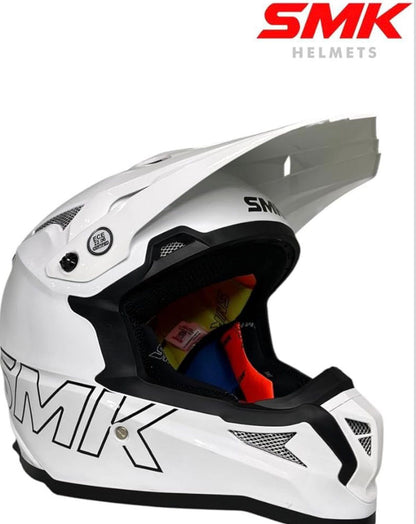 SMK Off-Road Helmet – White | Advanced Protection with Bold Design