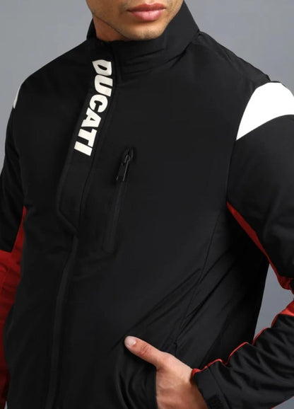 Men’s Colorblock Moto-Inspired Jacket – Black